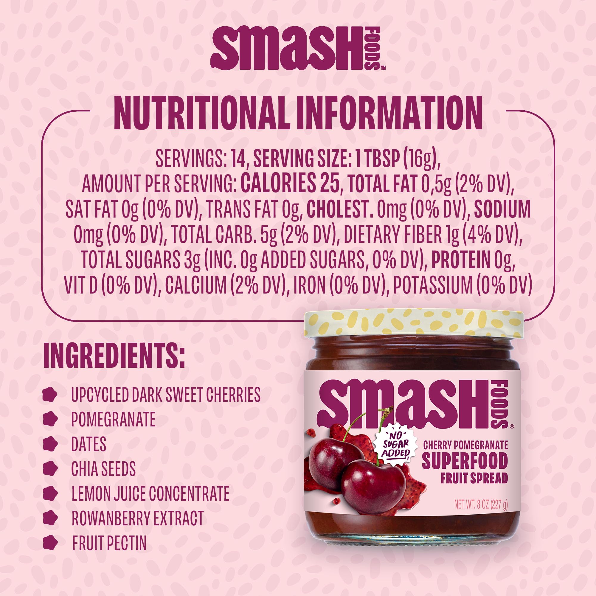 Chia Smash jam on a cheese board with fruit