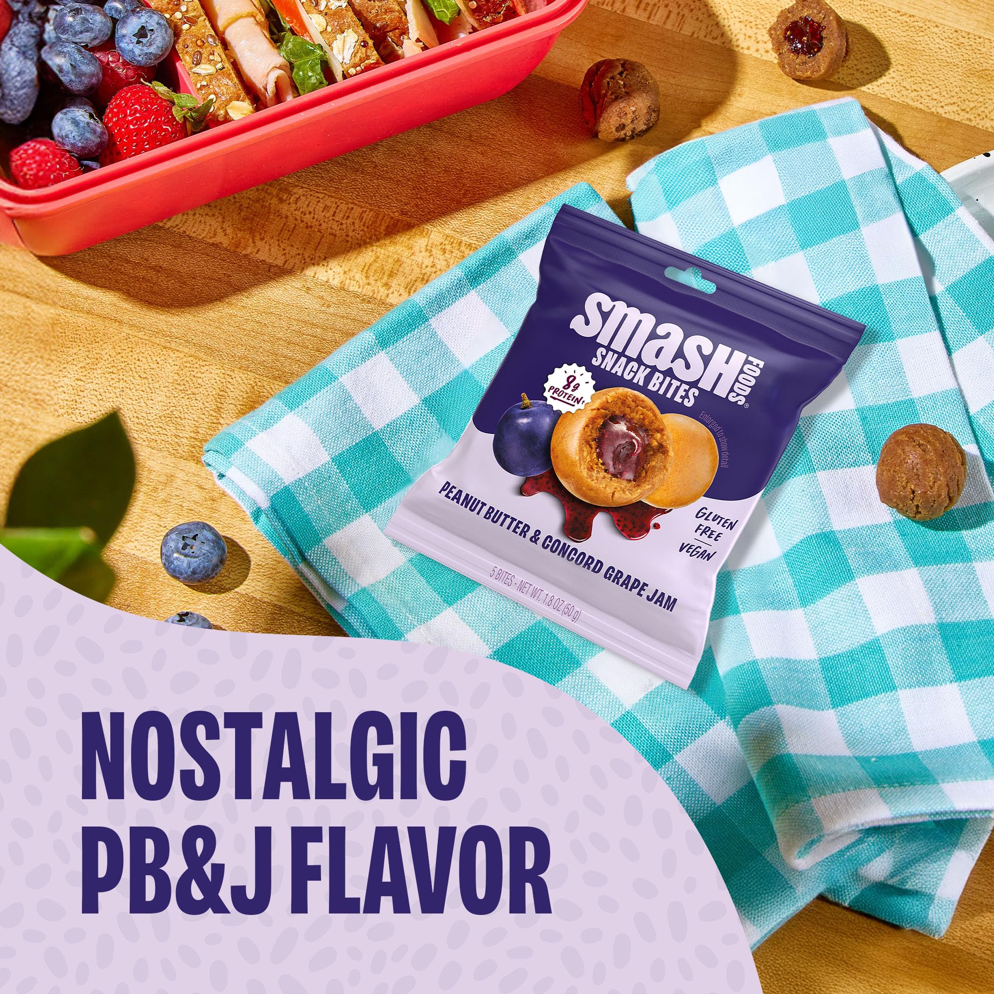 Chia Smash Grape Bites on-the-go, plant-based protein for quick energy