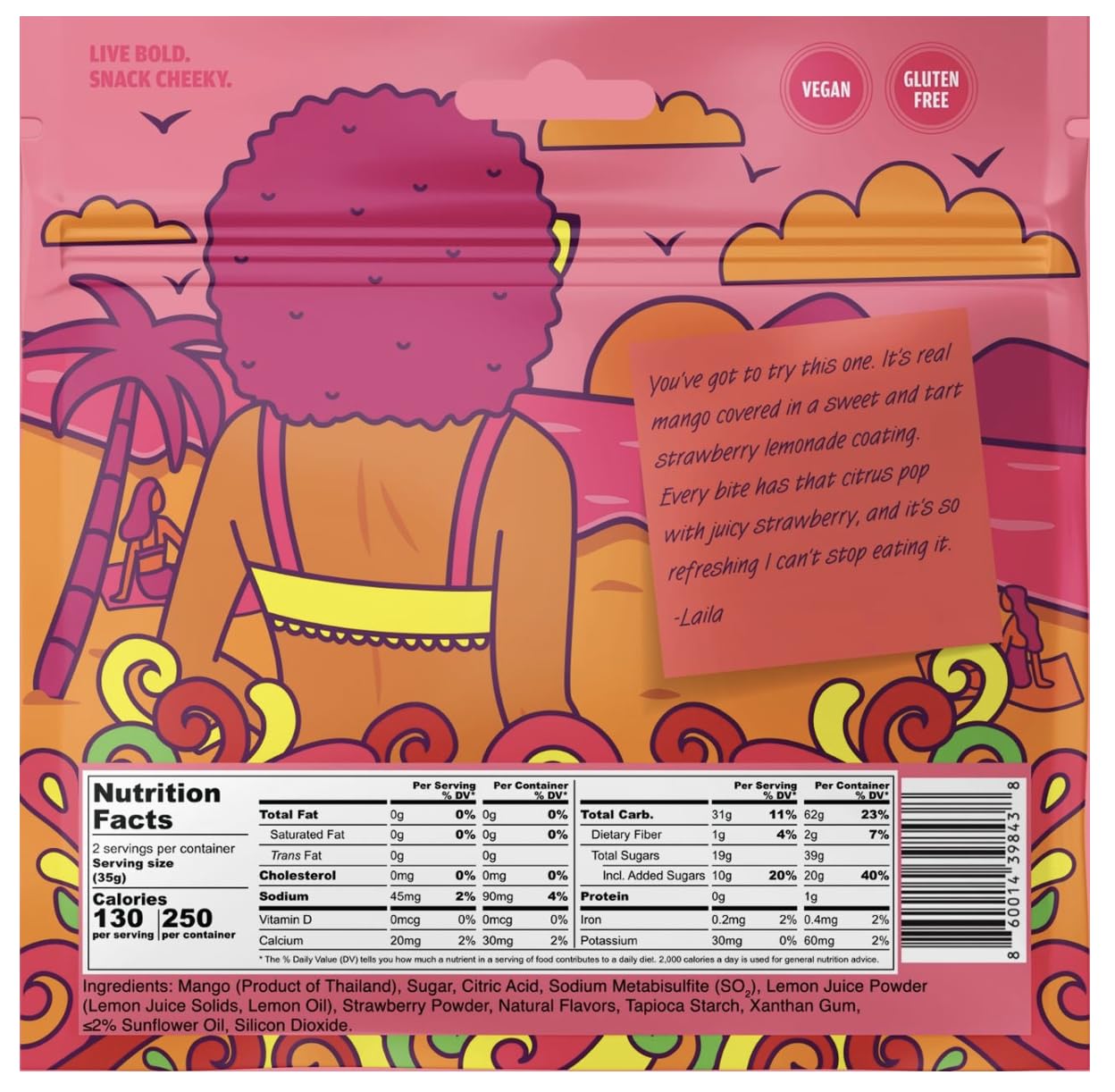 Chici Mama bites closeup reveals chewy mango sweetness and vibrant fruit texture.