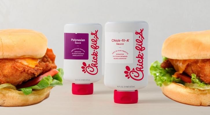 Gift-ready Chick-fil-A Sauce Bundle packaging highlighting scholarships.
