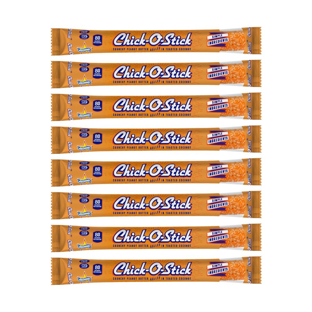 Chick o Stick crunchy peanut butter image showcases an on-the-go snack moment.
