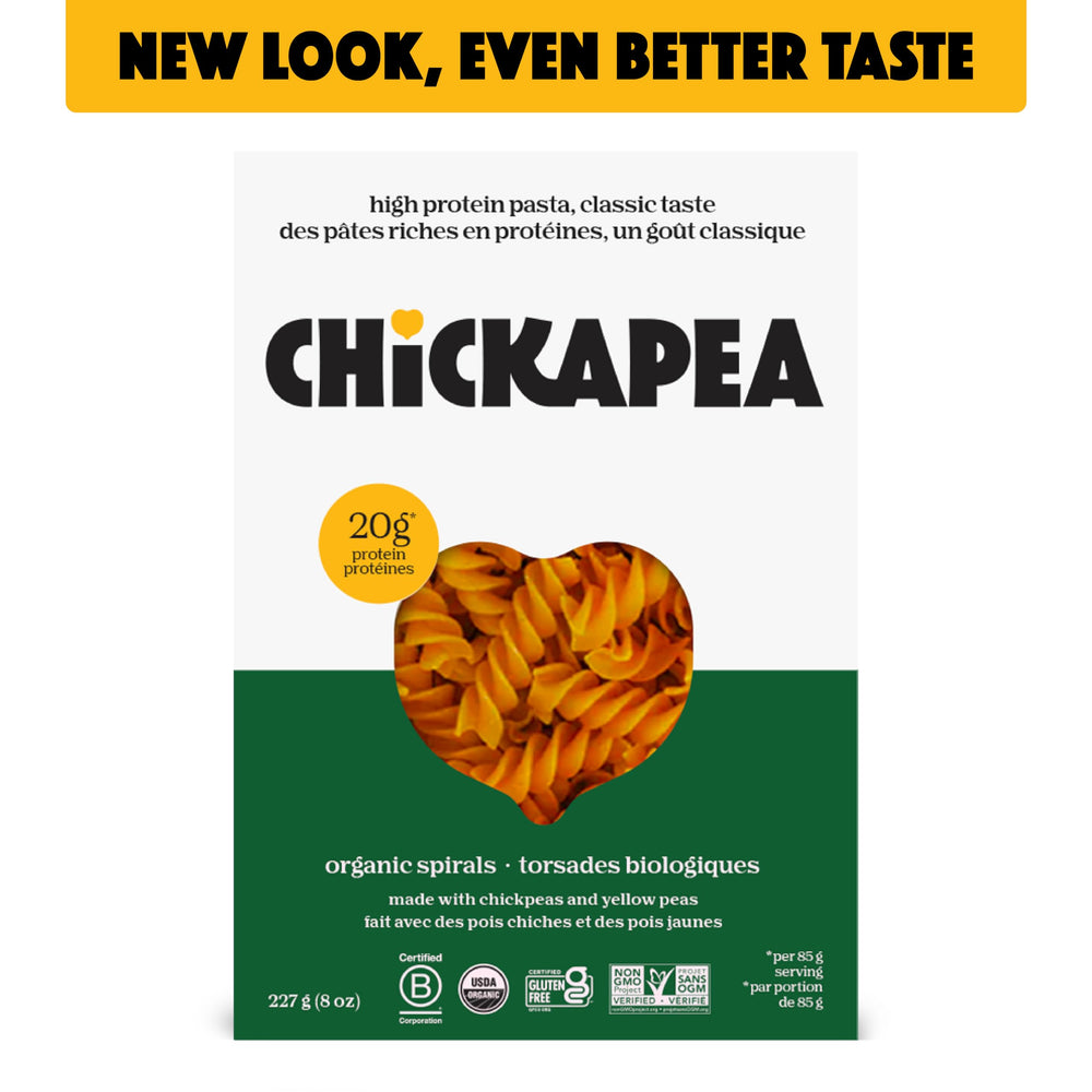 Chickapea ingredients: chickpeas and yellow peas flour for a simple, gluten-free base.