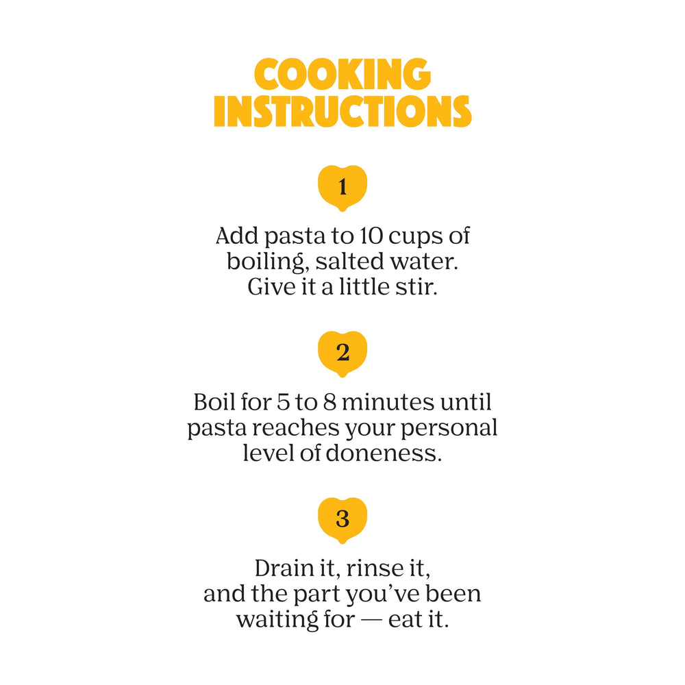 Nutrition label notes 24g protein per serving for Chickapea pasta.