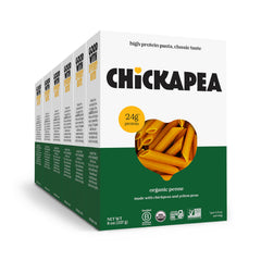 Chickapea penne pasta pack shows plant-based protein for balanced meals