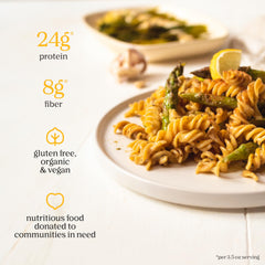 Chickapea protein-rich pasta spirals ideal for family meals.