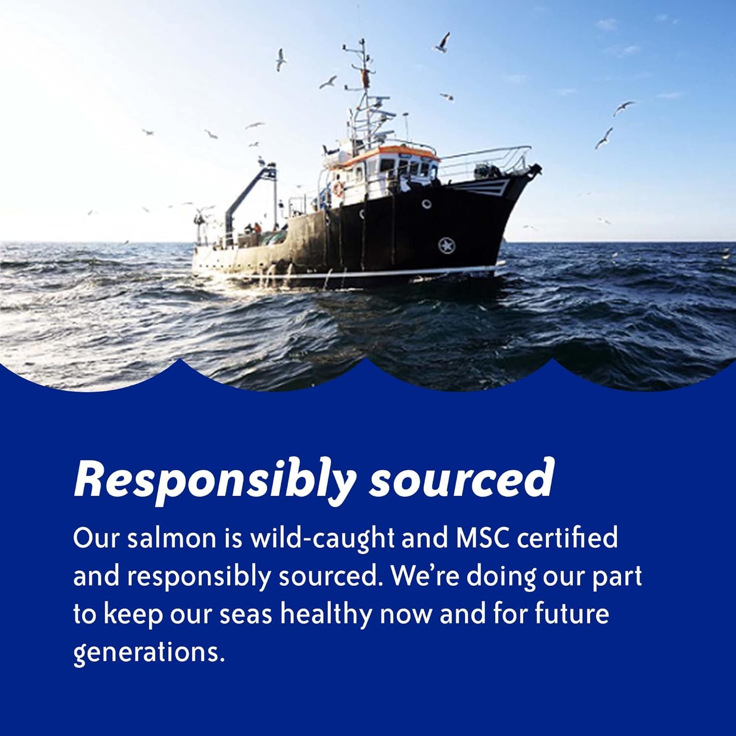 Chicken of the Sea Wild-caught claim reinforces sustainable seafood sourcing.