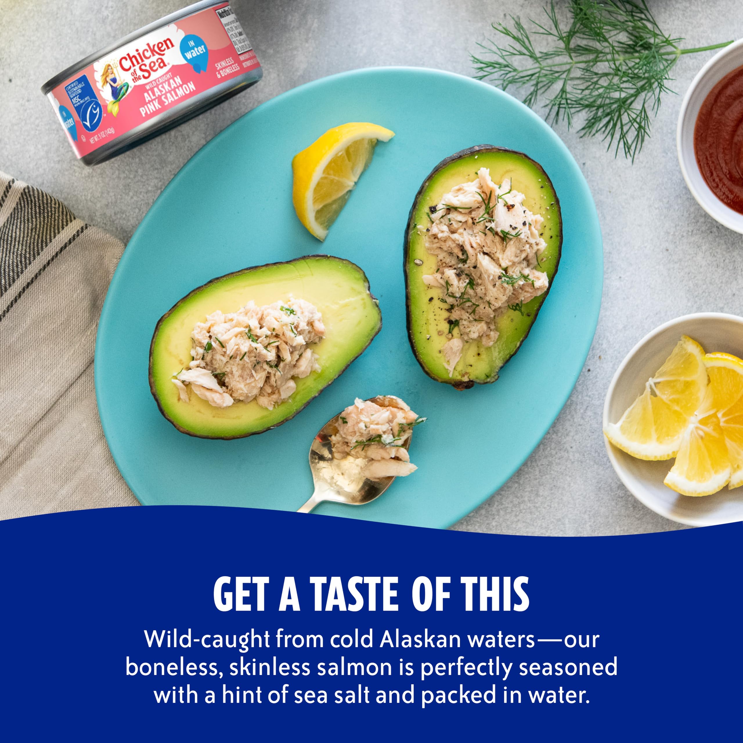 Chicken of the Sea canned salmon in water, MSC-certified sustainability for responsible choice.