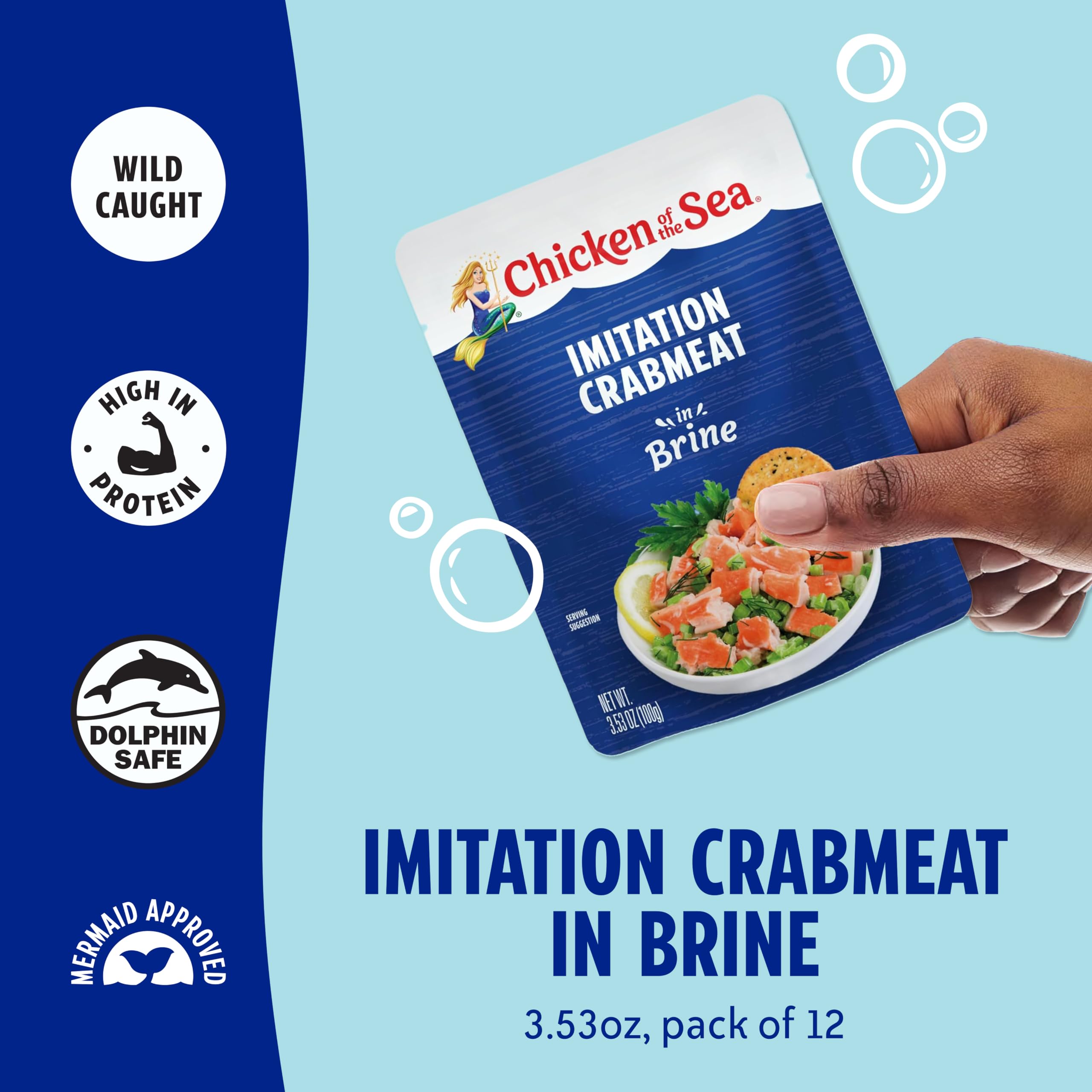 Chicken of the Sea imitation crabmeat on pasta as a savory topping.