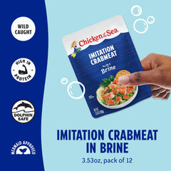 Chicken of the Sea imitation crabmeat on pasta as a savory topping.