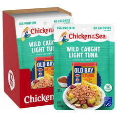 Chicken of the Sea OLD BAY tuna packet close-up with zesty flavor for sandwiches.