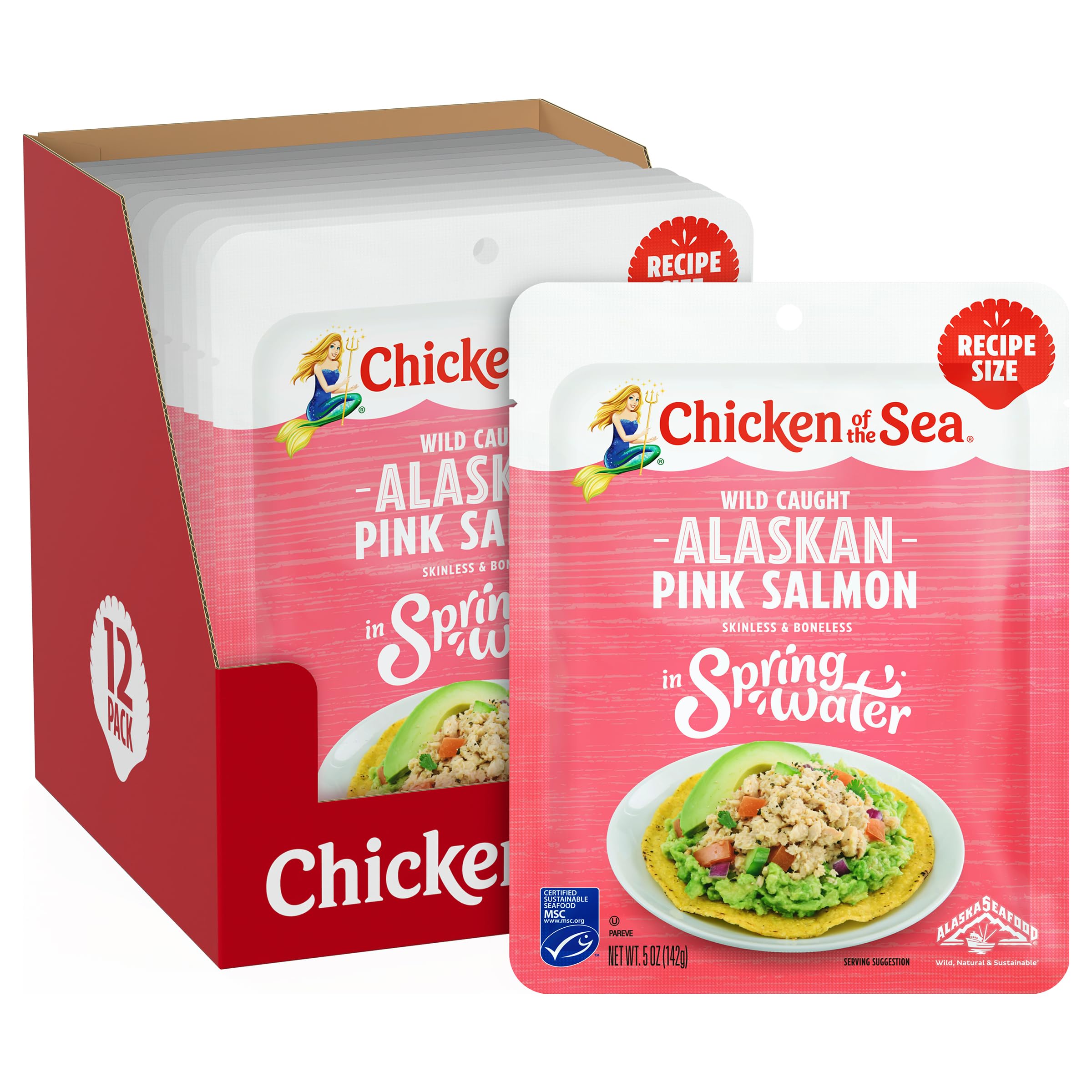 Chicken of the Sea Pink Salmon 5oz packet, ready-to-eat and protein-packed.