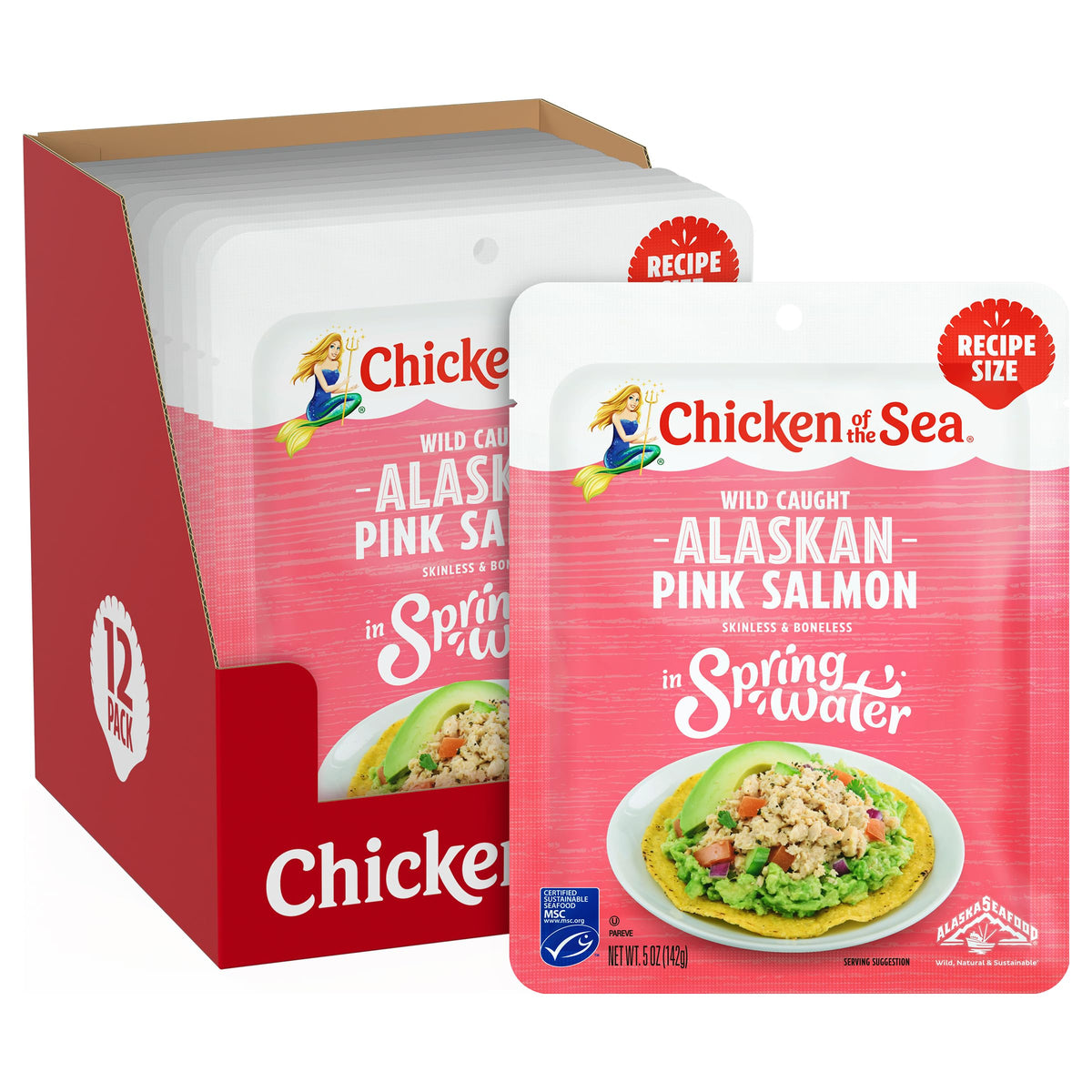 Chicken of the Sea Pink Salmon 5oz packet, ready-to-eat and protein-packed.