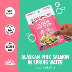 Chicken of the Sea pink salmon box-12-pack, bulk pantry convenience.