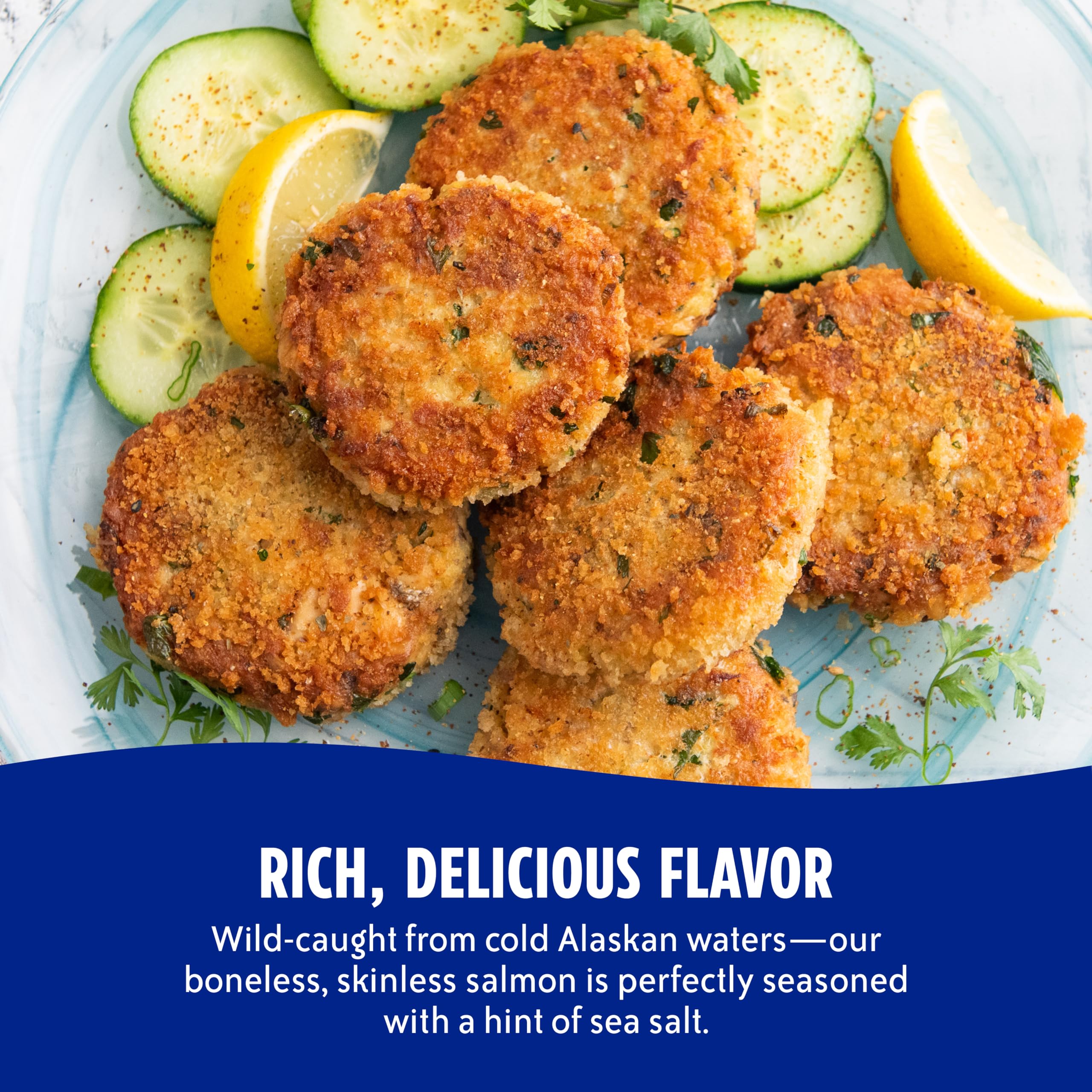 Chicken of the Sea pink salmon light-flake closeup highlights delicate texture suitable for salads.