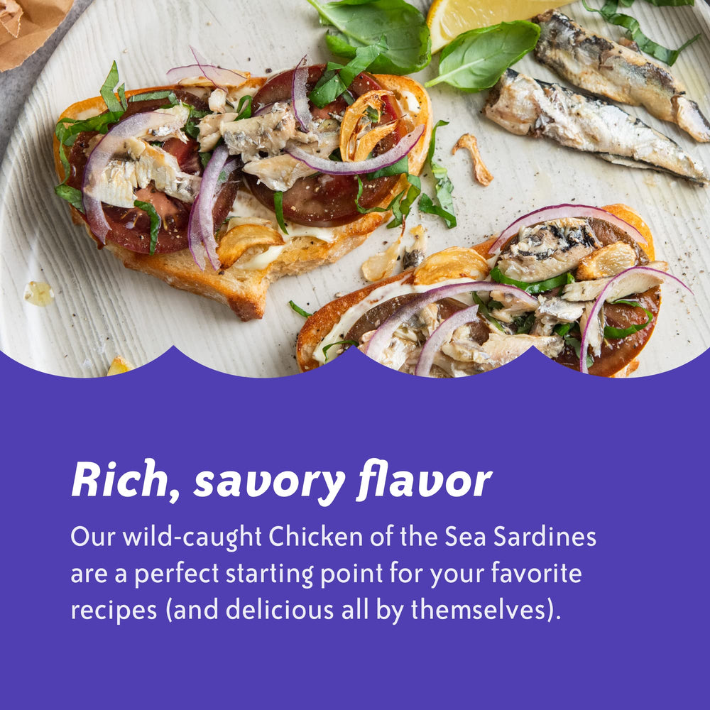 Chicken of the Sea sardines in lemon sauce can, ideal for sandwiches and wraps.