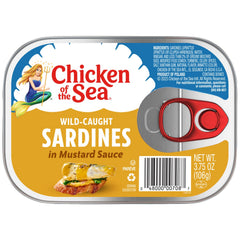 Chicken of the Sea water-packed sardines with MSC-certified sourcing highlighted.
