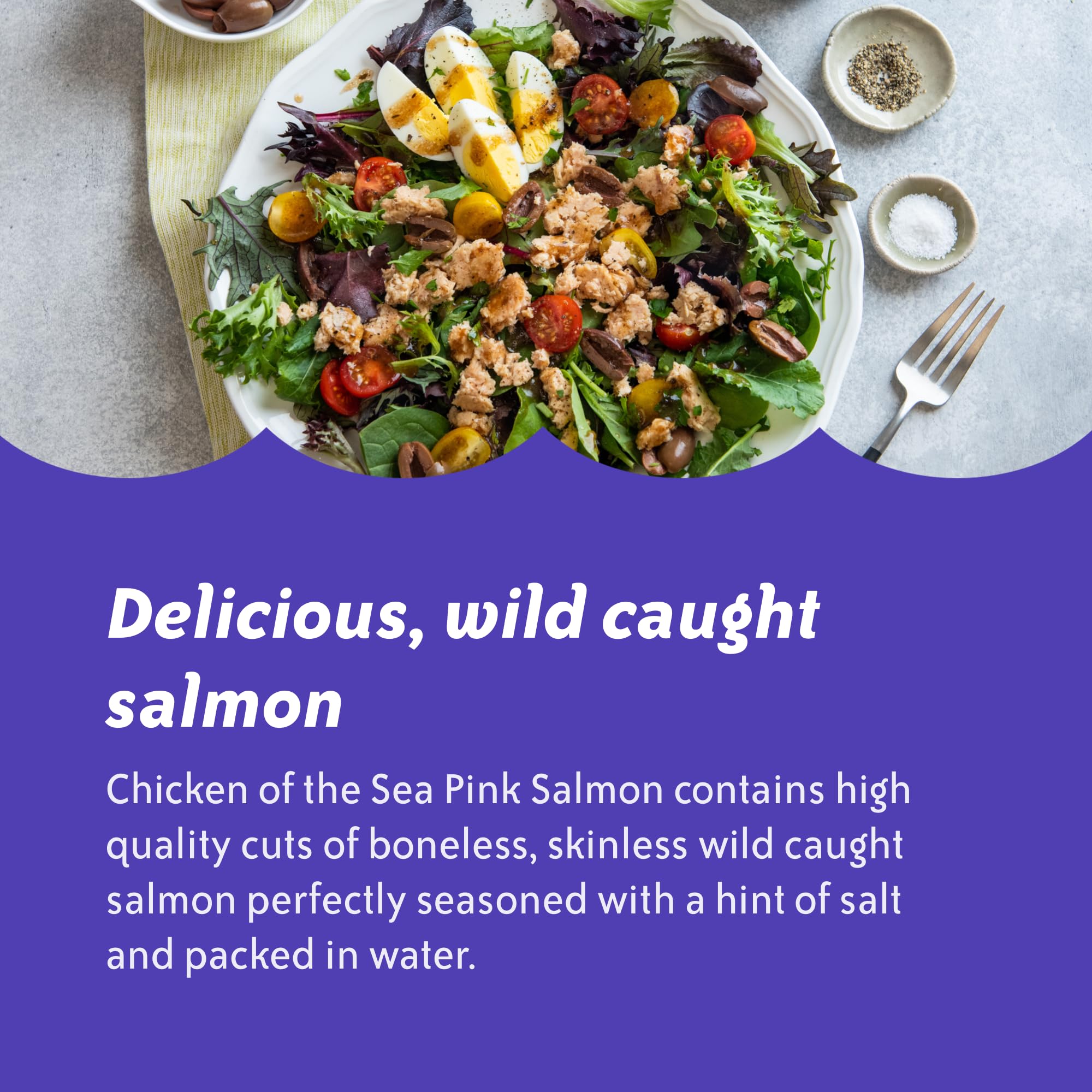 Skinless, boneless pink salmon in water for versatile recipes.