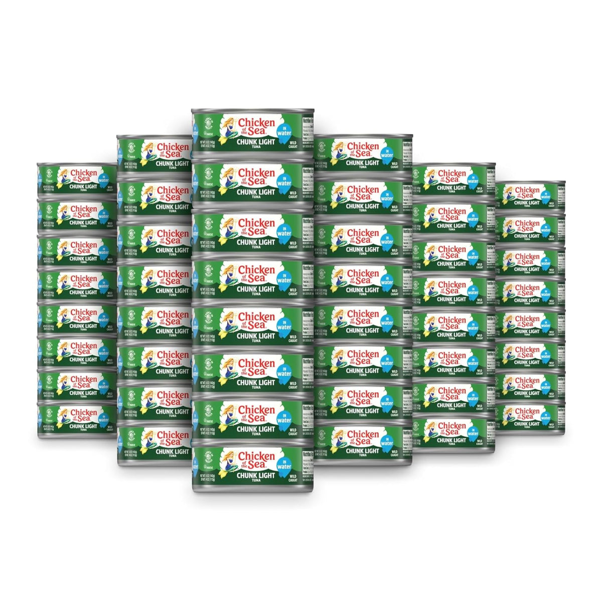 Chicken of the Sea tuna in water can, top view, perfect for quick, protein-packed meals.