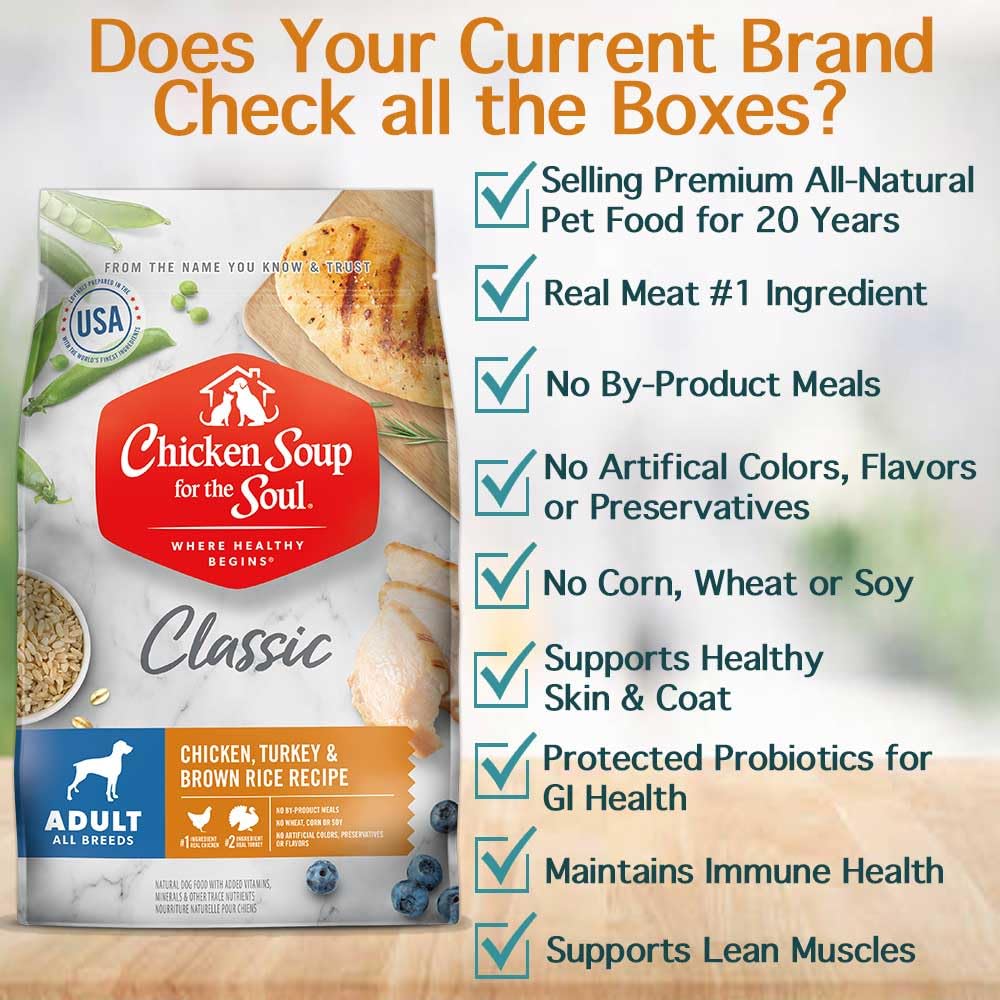 Chicken Soup for the Soul real chicken and turkey kibble close-up supports tasty nutrition