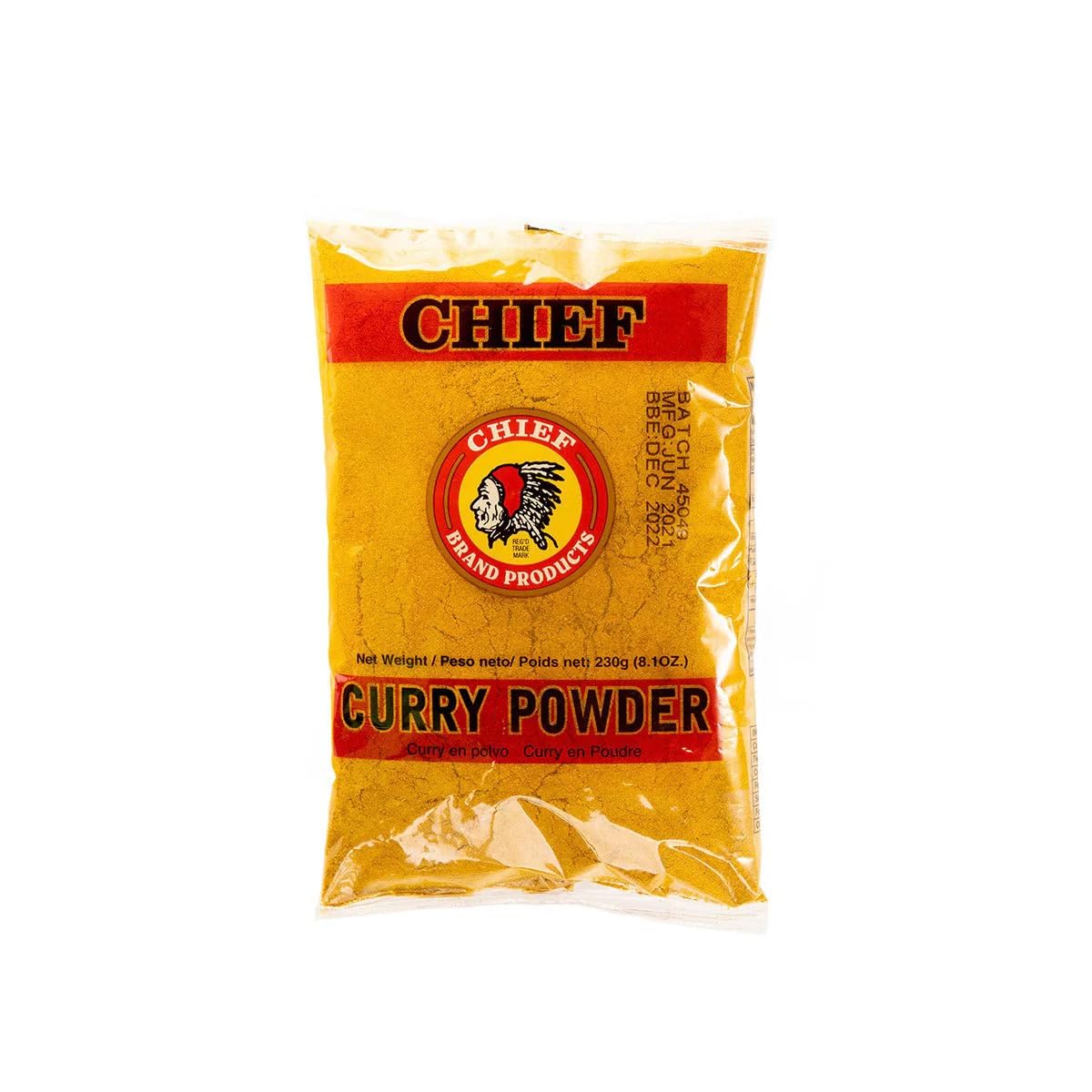 Chief Brand Curry Powder 230g packaging front with authentic Trinidad and Tobago blend