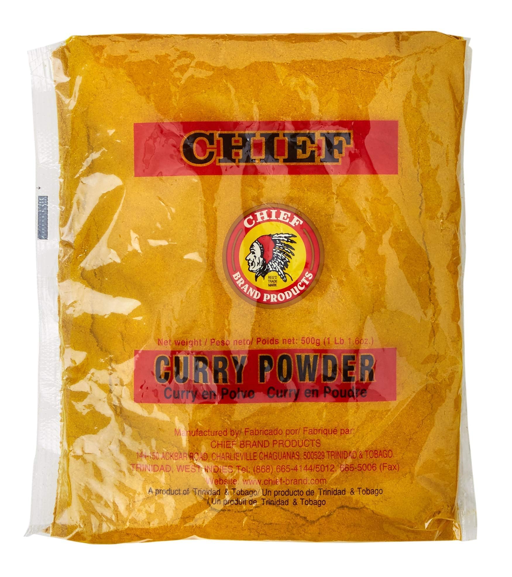 Chief Brand Curry Powder bottle front view for rich curries.