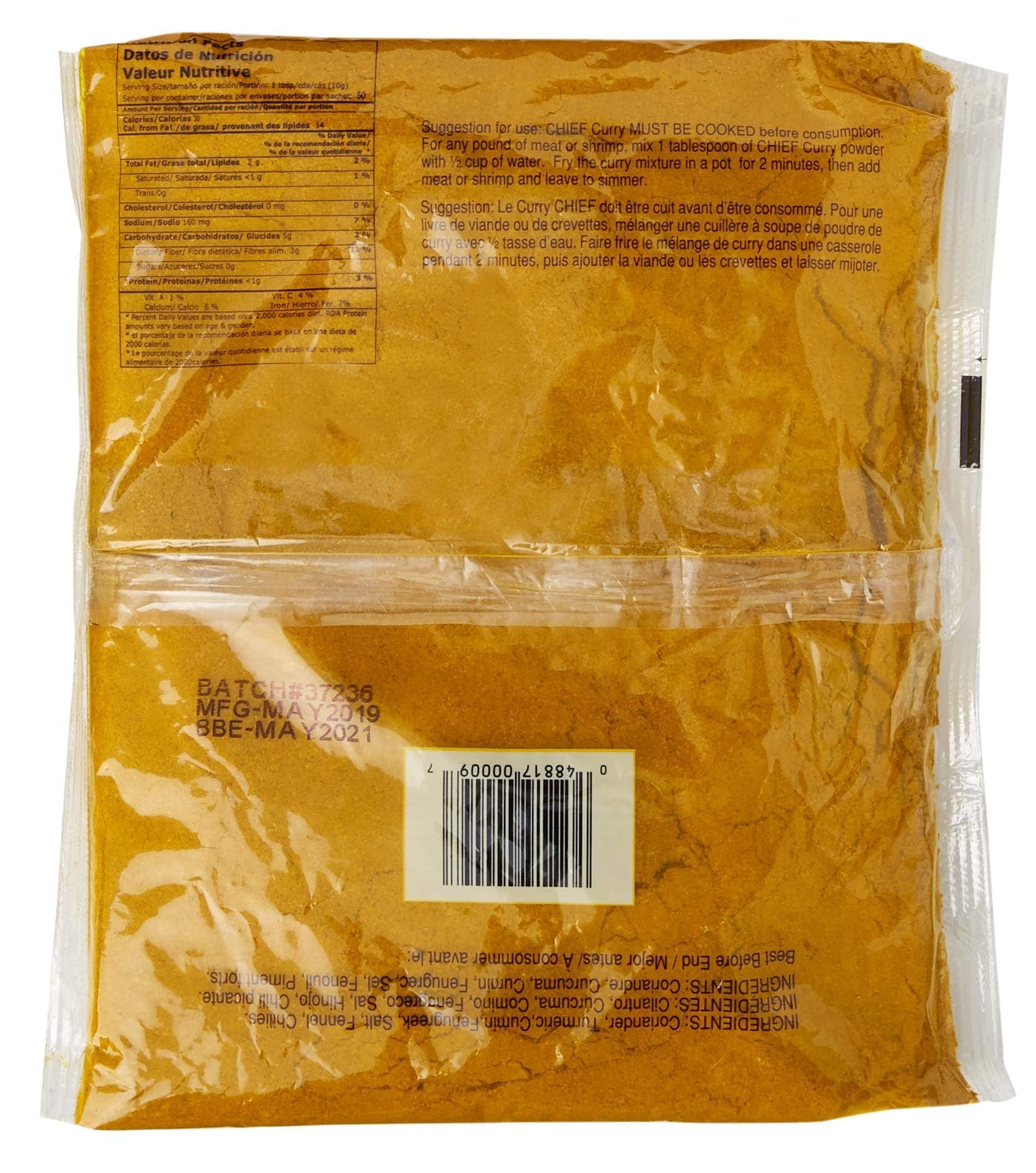 Chief Brand Curry Powder pour shot highlighting easy seasoning.