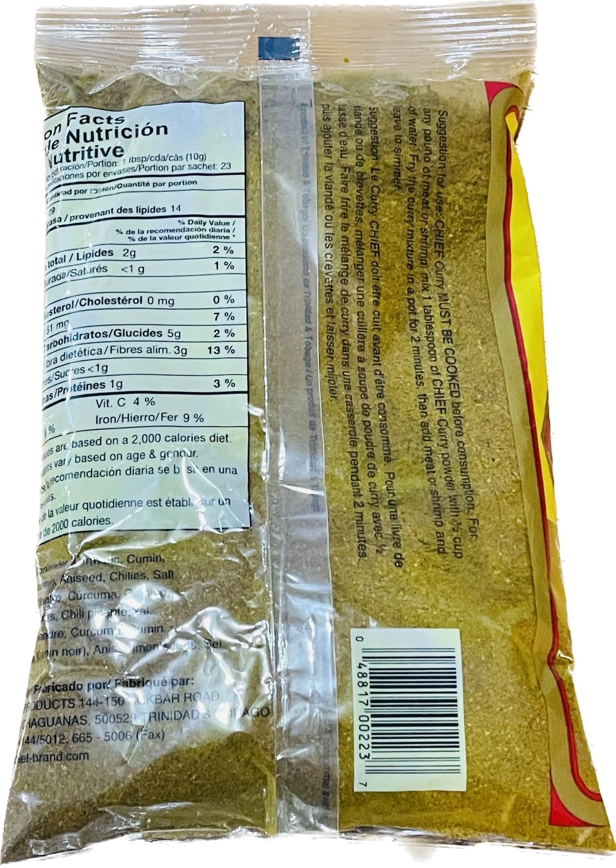 Chief Brand Duck Goat Curry Powder bag closeup signaling bold seasoning for meat dishes