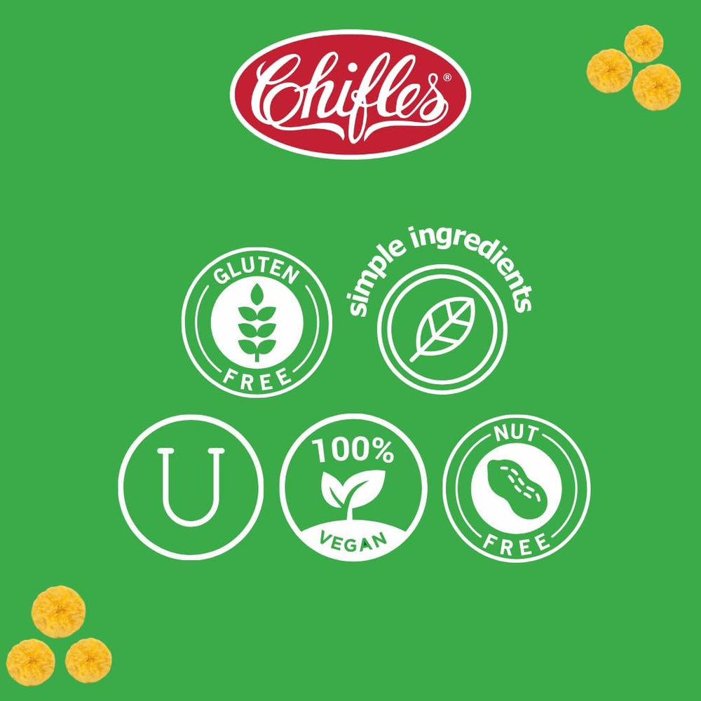 Chifles Maduritos 1oz bag close-up, crispy plantain chips for on-the-go.