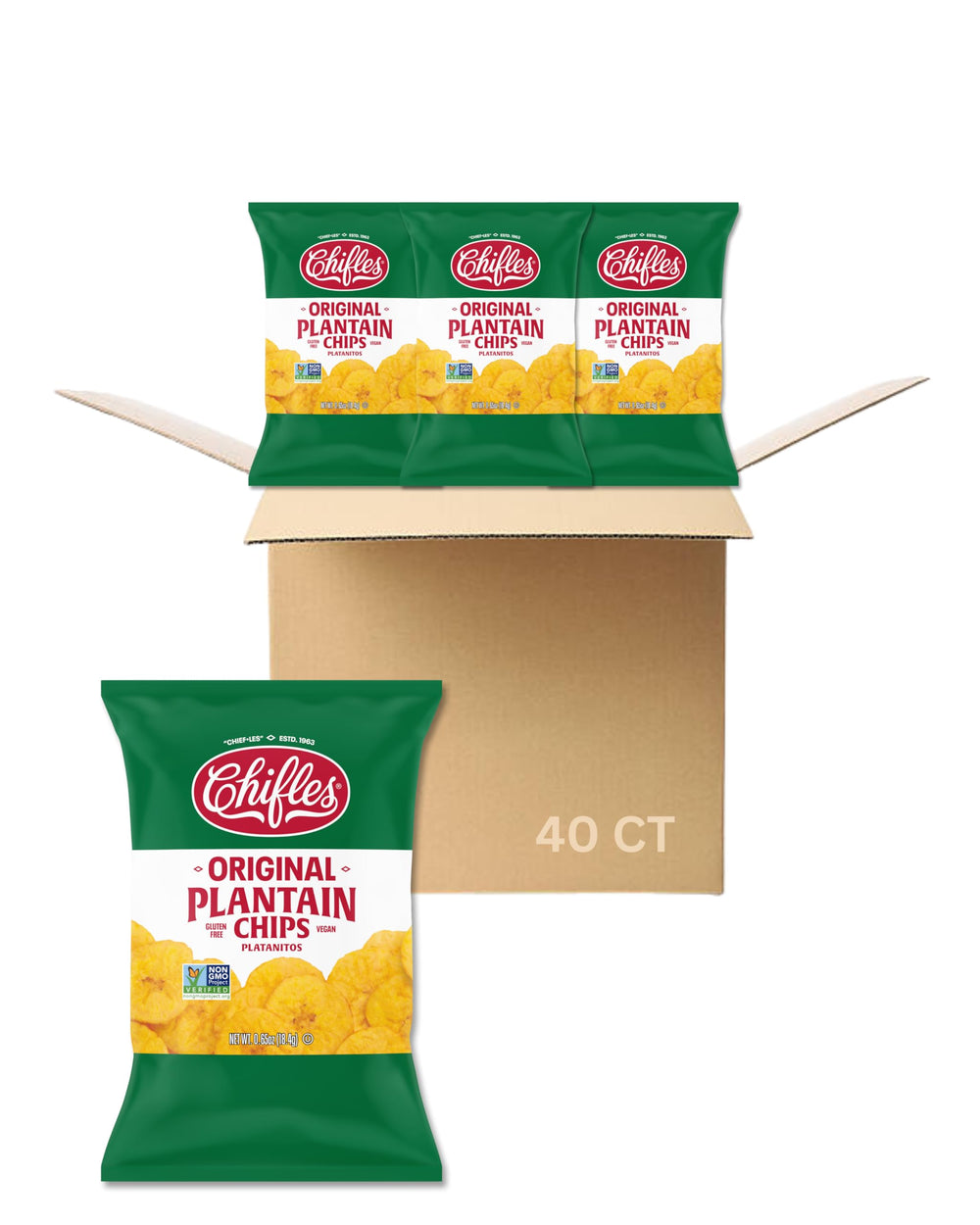 Chifles Original Plantain Chips in a bag with a crunchy sea-salt texture.
