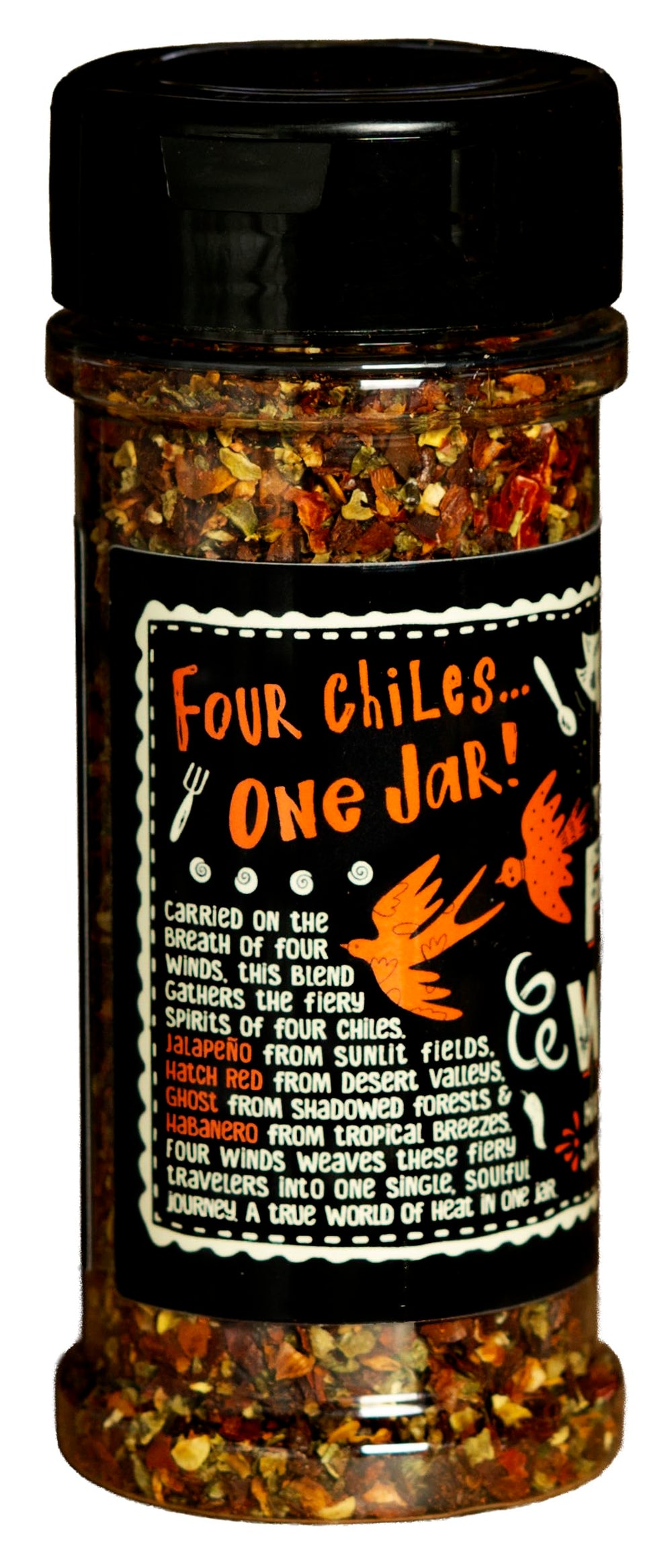 Chile Revival The Four Winds Ghost Pepper Flake sprinkle provides a fiery finishing touch.