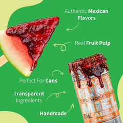 CHILEMOY Chamoy Rim Dip used to dip fresh fruit for a zesty snack.