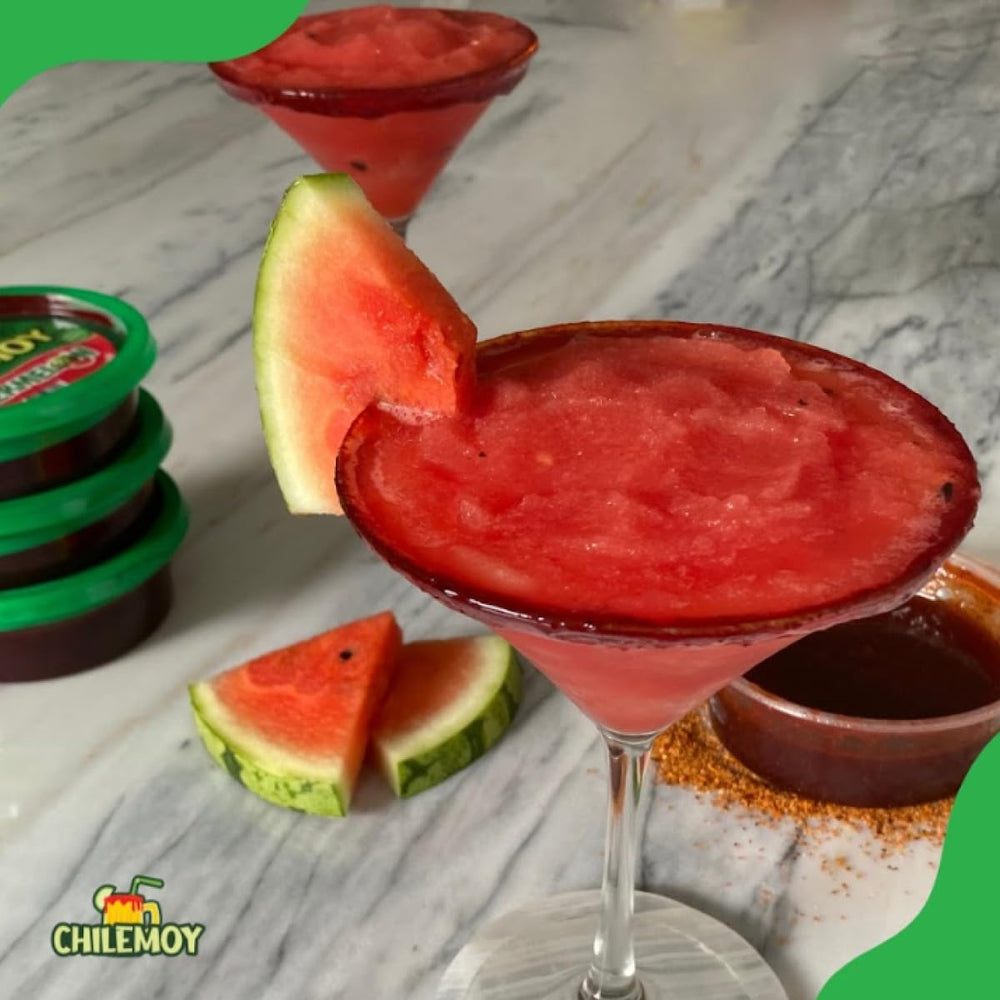 CHILEMOY Chamoy Rim Dip with michelada setup for a spicy-sour edge.