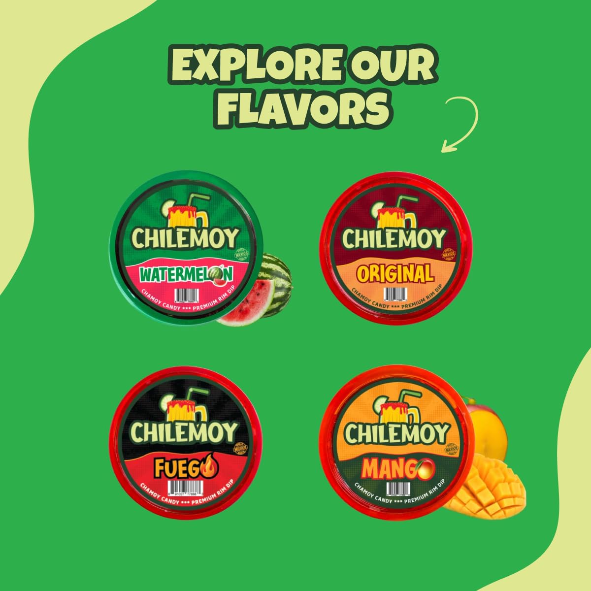 CHILEMOY Chamoy Rim Dip beside seltzer for a flavor lift.