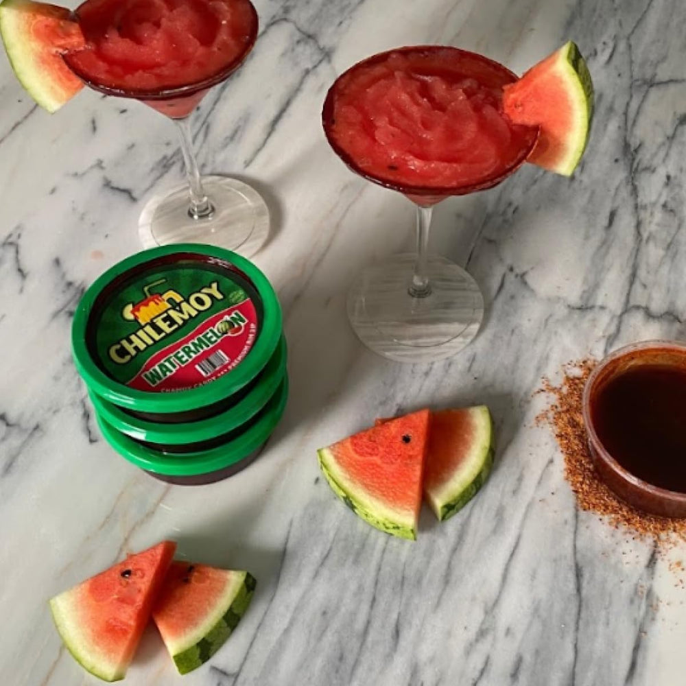 CHILEMOY Watermelon Chamoy Rim Dip adds refreshing rim to drinks.