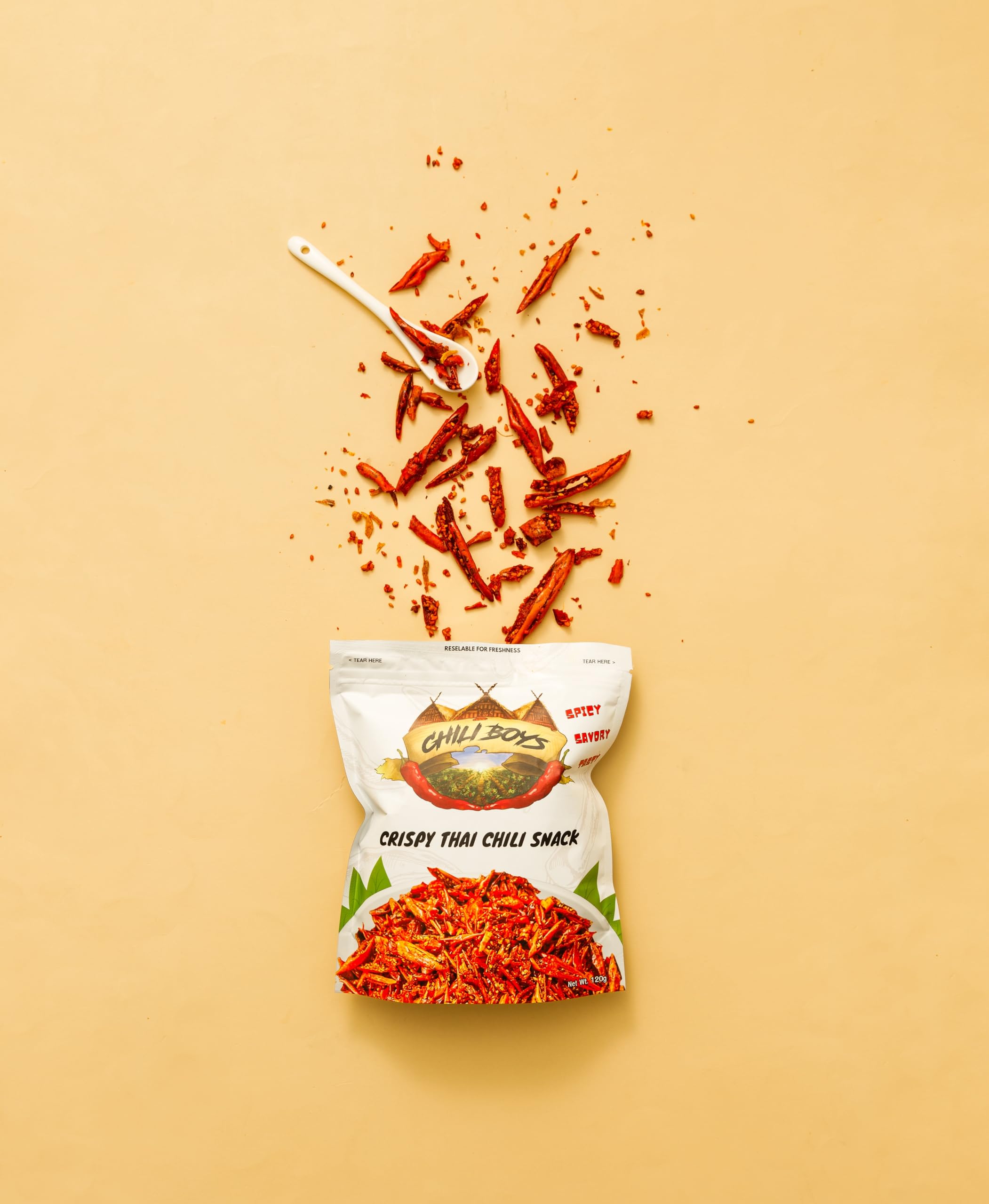 Chili Boys Spicy Crunchy Chili Crisps on-the-go snack option.