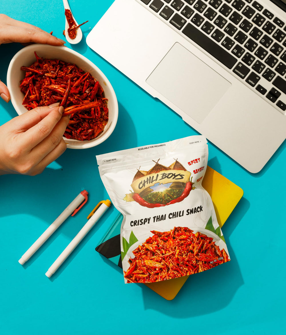 Chili Boys Spicy Crunchy Chili Crisps sesame seeds close-up with nutty aroma enhancing meals.