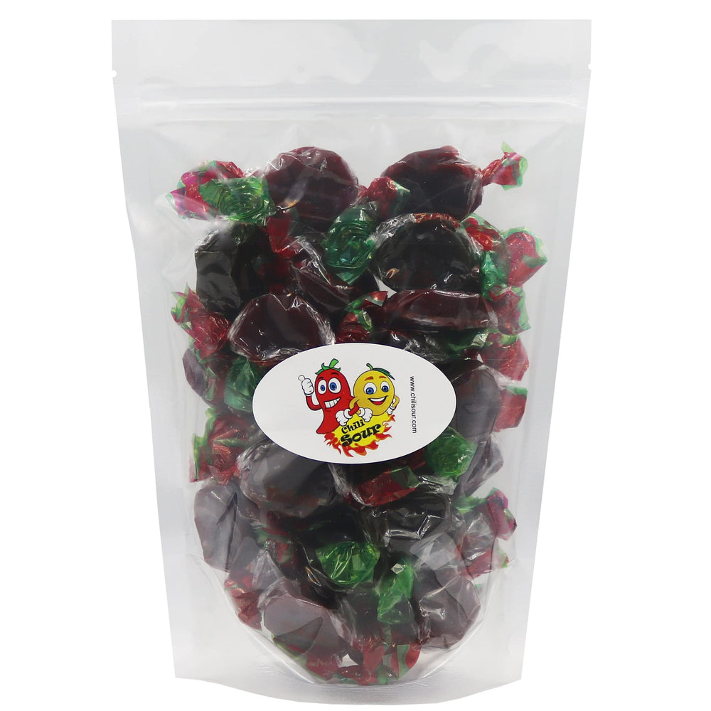 CHILI SOUR pomegranate lavashak bar, bite-size Persian fruit treat