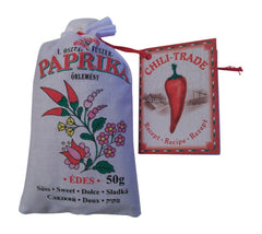 CHILI-TRADE Hungarian sweet paprika in Kalocsa canvas bag, vibrant flavor for authentic paprika-based cooking