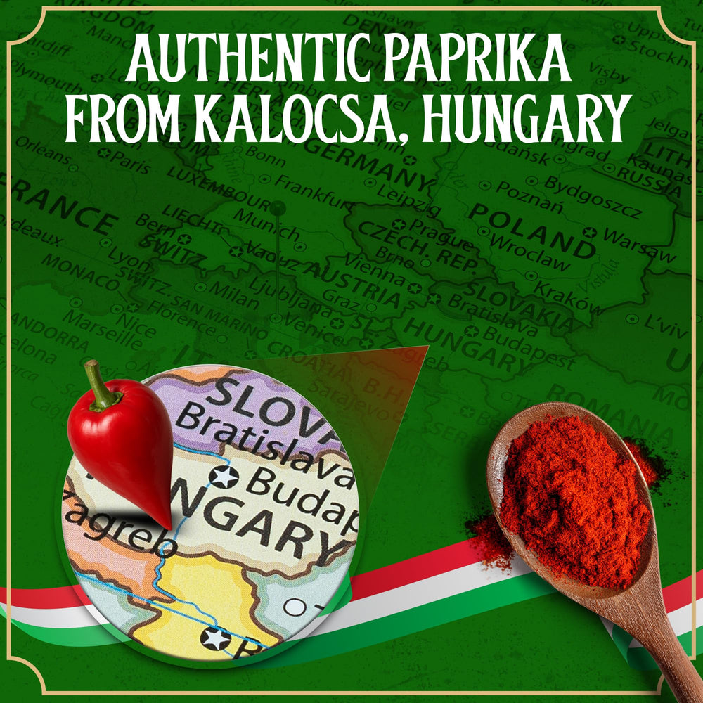 CHILI-TRADE Hungarian Sweet Paprika pouring into a pan for sauces and rubs.