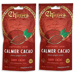 Chimes Calmer Cacao ginger chews front-pack image highlighting flavorful calm moments