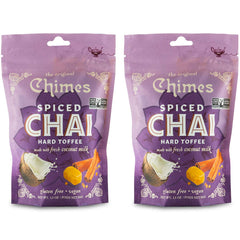 Chimes Coconut Spiced Chai Toffee Pack 2 wrapped, convenient snack for on-the-go