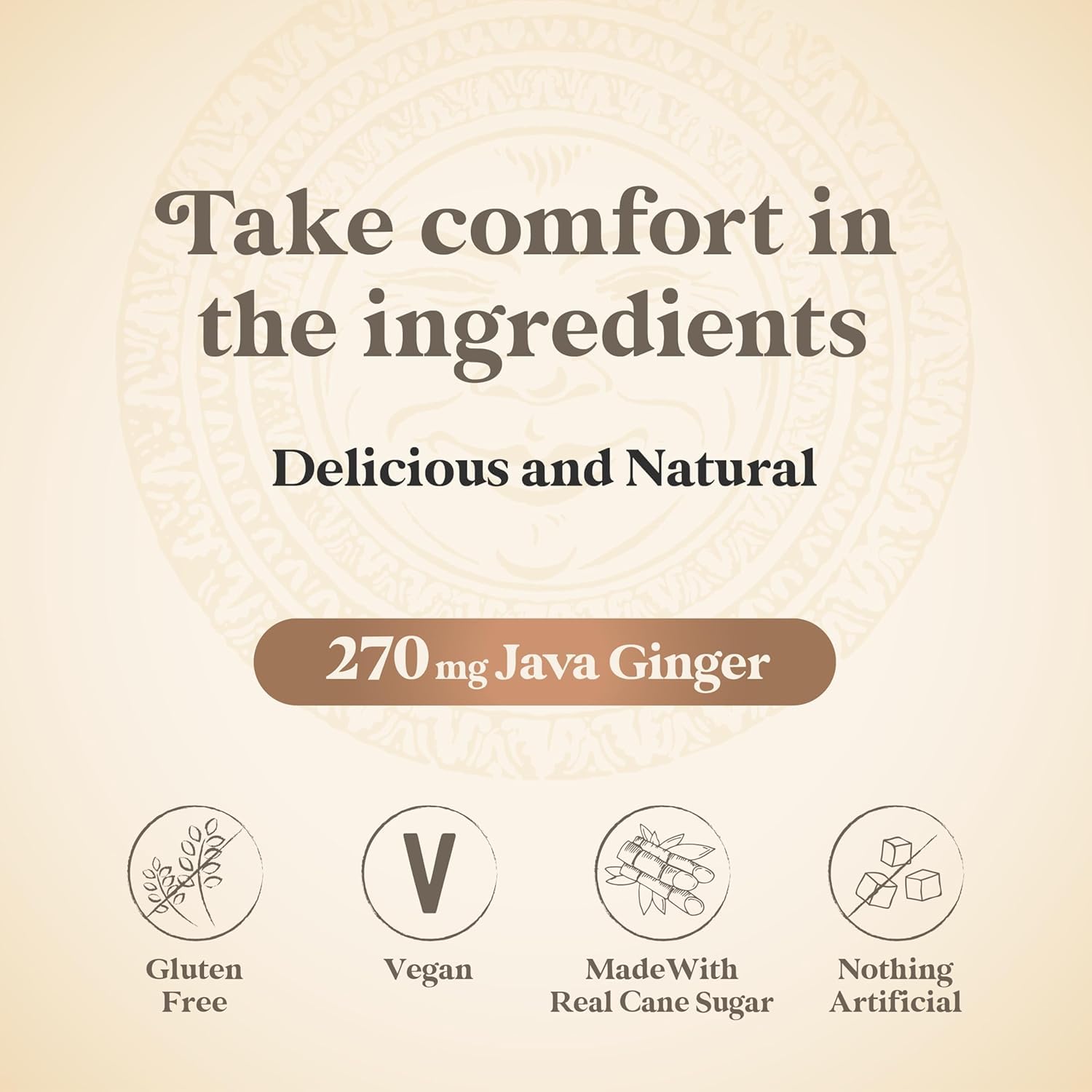 Ingredients panel highlights real ginger and cane sugar in Chimes.