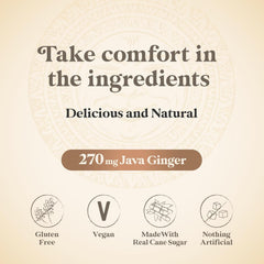 Ingredients panel highlights real ginger and cane sugar in Chimes.
