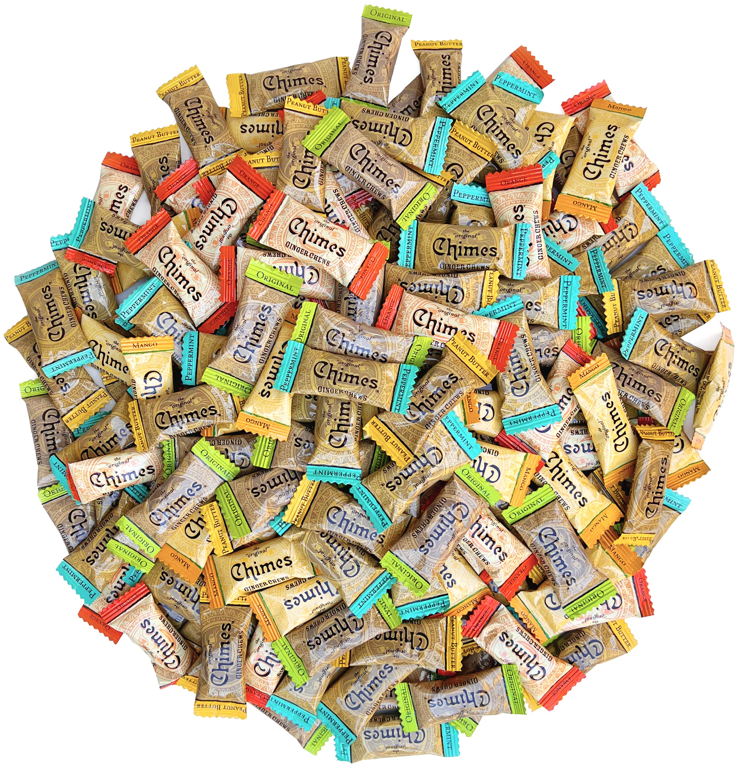 Chimes Ginger Chews Variety Pack front view for quick grabbing and flavor variety