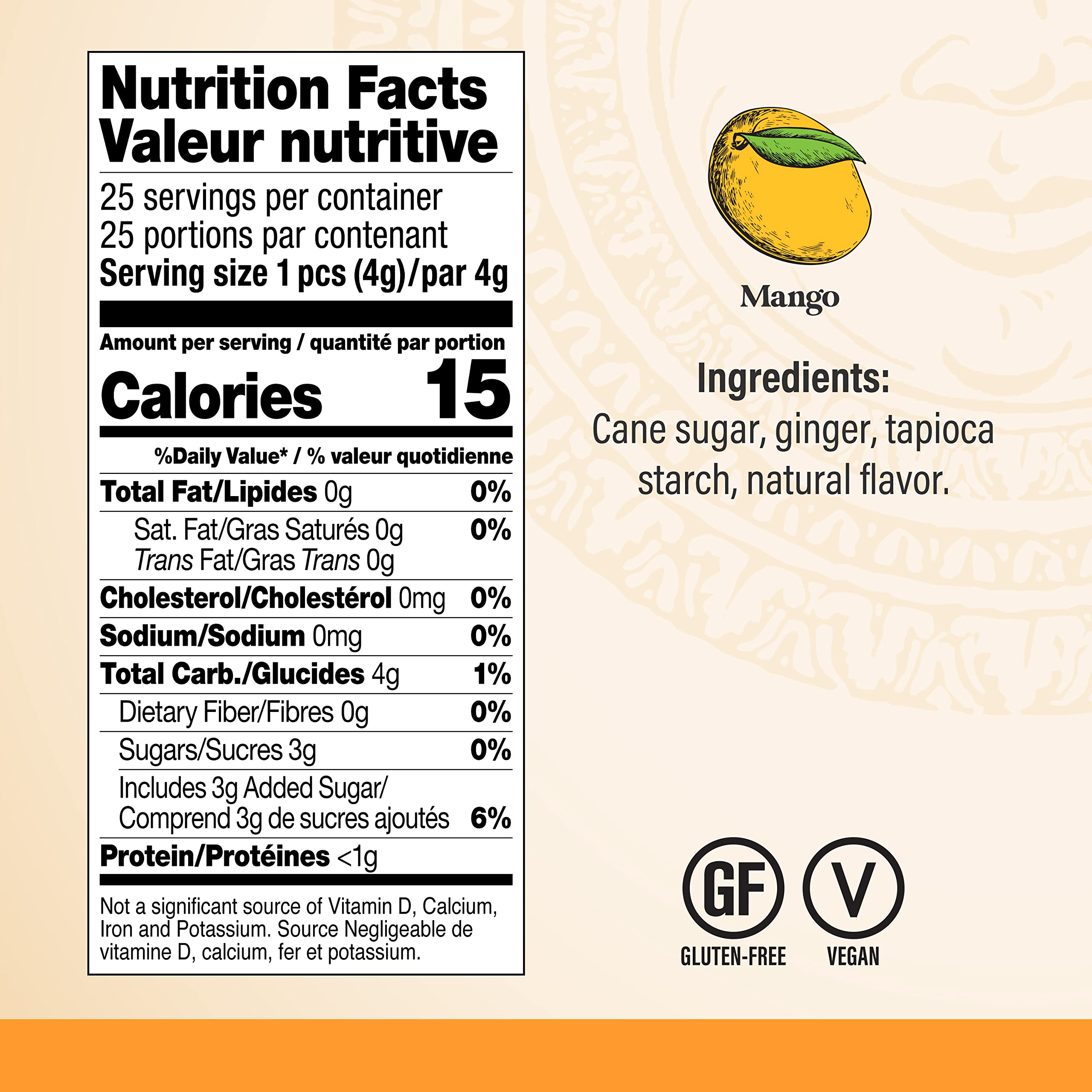 Chimes Mango Ginger Chews close-up highlighting chewy texture for on-the-go snacking