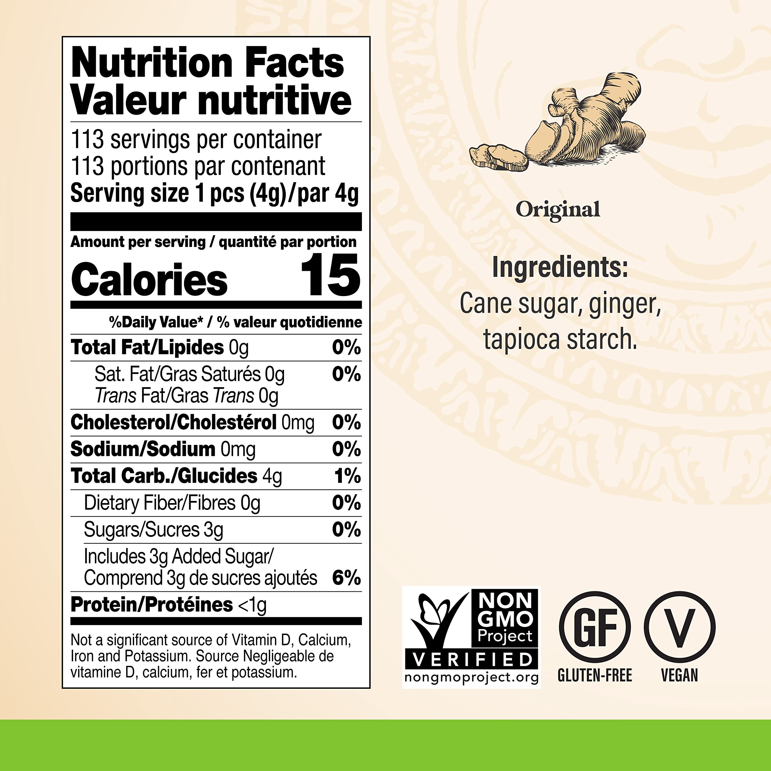 Chimes Original Ginger Chews individually wrapped candies, convenient travel snack