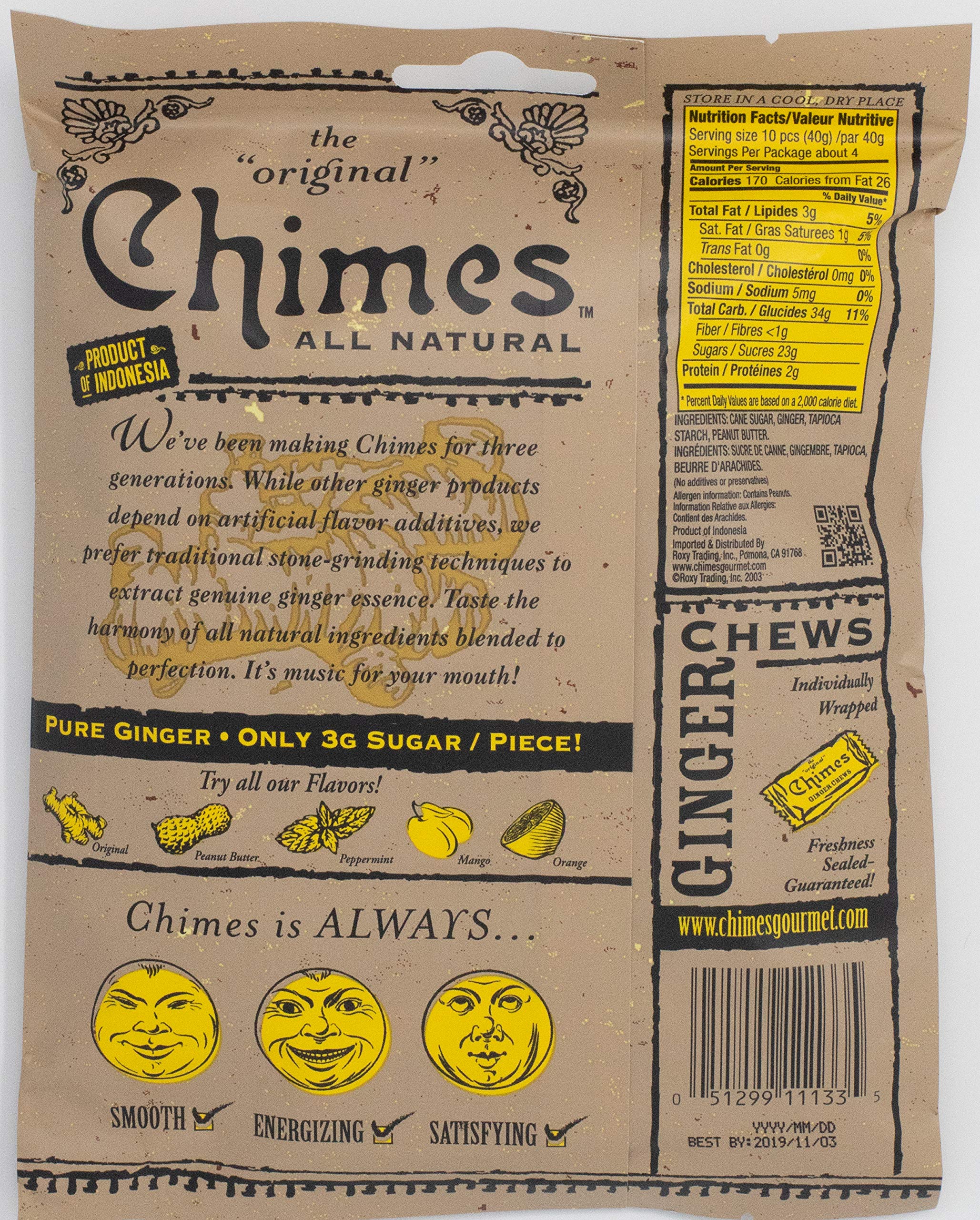 Chimes Peanut Butter Ginger Chews 5 oz package ready to savor.