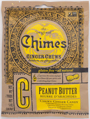 Chimes Peanut Butter Ginger Chews packaging shown for on-the-go snacking.