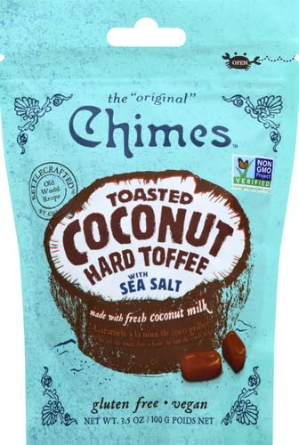 Chimes Toffee Hard Coconut Sea Salt cut squares reveal even portions.