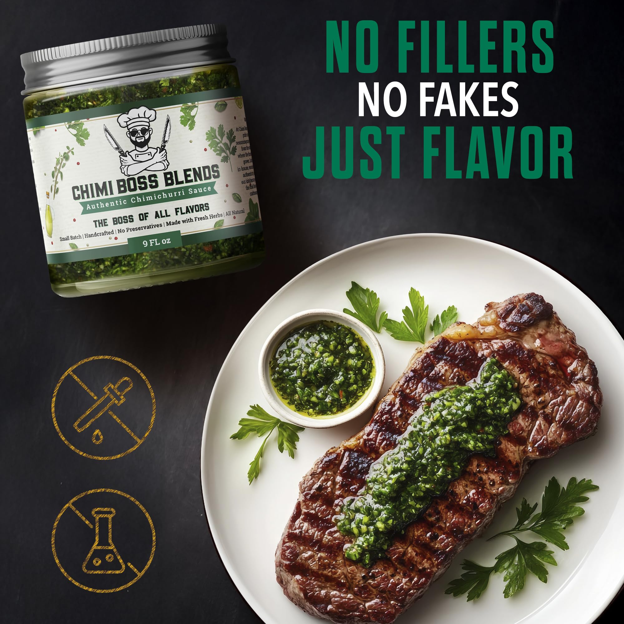 Chimi Boss Chimichurri Original minced garlic aroma enhances meals